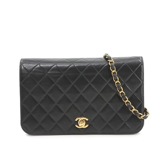 CHANEL Matelasse Chain Shoulder Bag Leather Black Vintage 90272839 - Picture 1 of 11